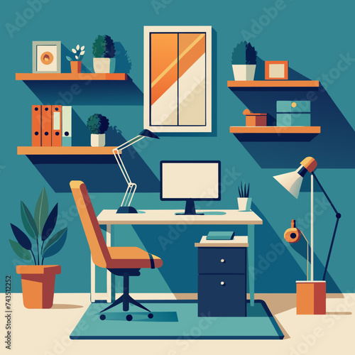 Wallpaper Mural Workspace with ergonomic furniture for all body types. vektor illustation Torontodigital.ca