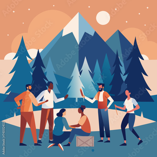 Inclusive team-building retreats illustrated. vektor illustation