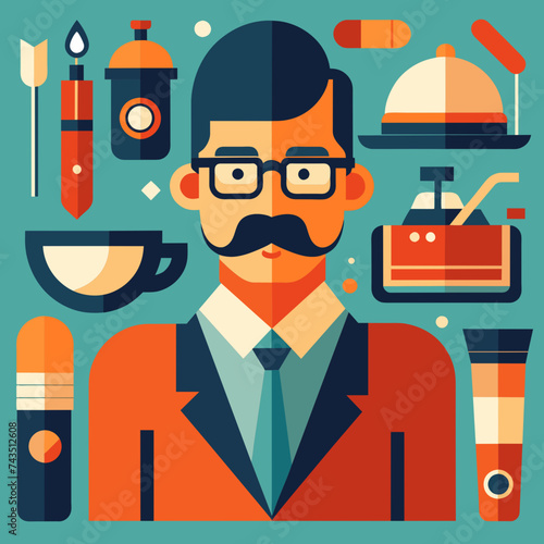 Quirky depictions of everyday objects with anthropomorphic features. vektor illustation