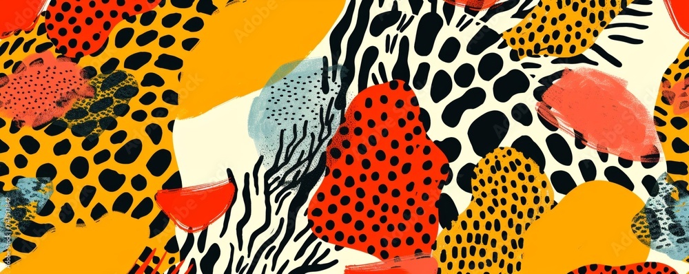 Geometric safari abstract animal print patterns wild and vibrant - obrazy, fototapety, plakaty 