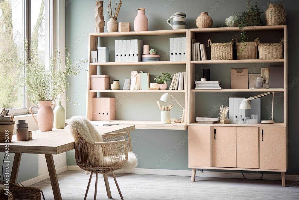 Fototapeta premium Dutch Influenced Pastel Scandinavian Home Office Designs: Inspiring Spaces