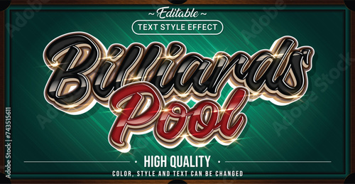 Editable text style effect - Billiards Pool text style theme.