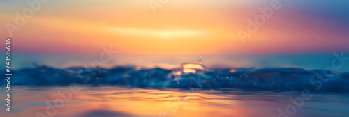 Motion blurred background of sunset on the sea photo