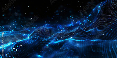  a blue background with dots and blue lights,blue wave futuristic background