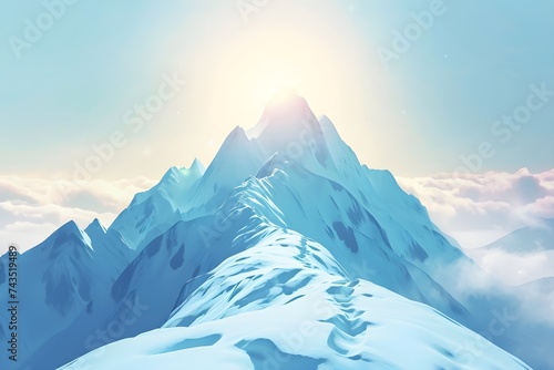 winter mountain landscape sky blue color