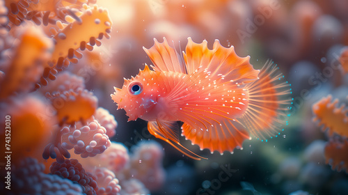 鮮やかなオレンジ色の熱帯魚 © satoyama