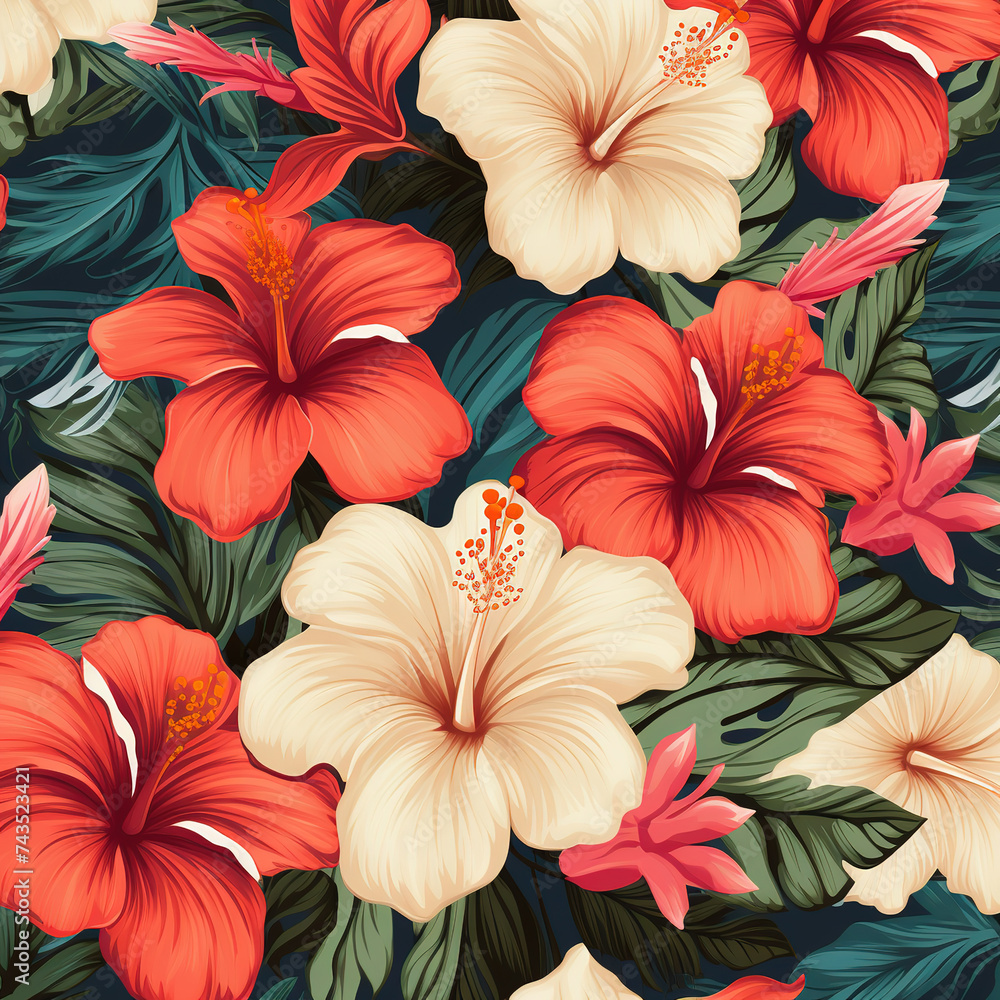 Hawaiian seamless floral pattern Hawaiian seamless floral pattern