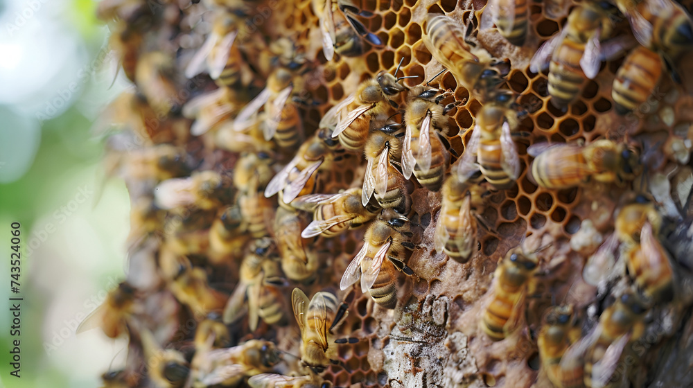 close up of a bee colony close up of a bee colony