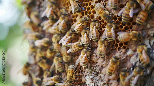 close up of a bee colony