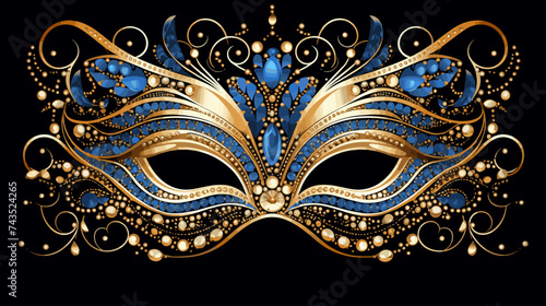Sequined and beaded masquerade mask with intricate designs. simple Vector art © J.V.G. Ransika