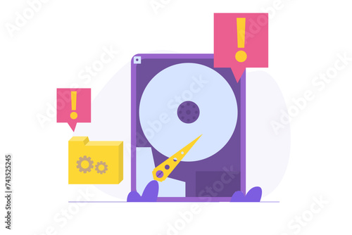 Full memory. Storage space file is full concepts. Flat Vector illustration. Can use for, landing page, template, web, homepage, poster, banner.