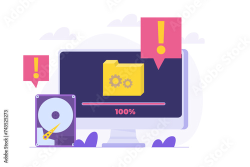 Full memory. Storage space file is full concepts. Flat Vector illustration. Can use for, landing page, template, web, homepage, poster, banner.