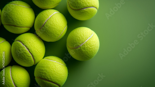 tennis balls on a green background, generative ai photo