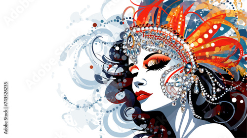 Carnival performer with a glamorous costume adorned with rhinestones. simple Vector art
