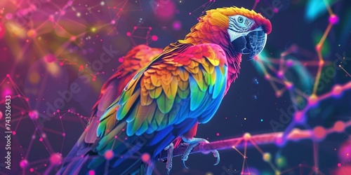 Parrot delivering messages in a blockchain network elves and Yakuza allies photo