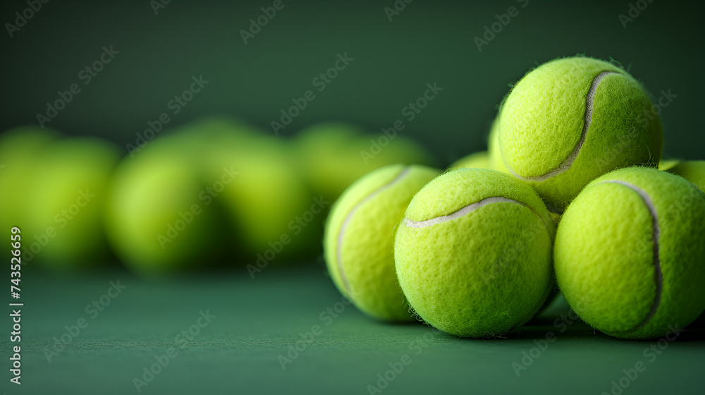 tennis balls on a green background, generative ai