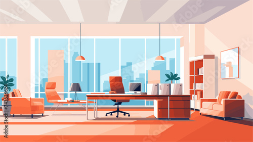 Abstract modern office interior with sleek furniture. simple Vector art