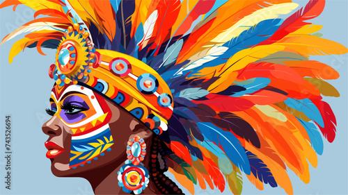 Carnival-goer in a traditional Bahian costume with vibrant patterns. simple Vector art photo