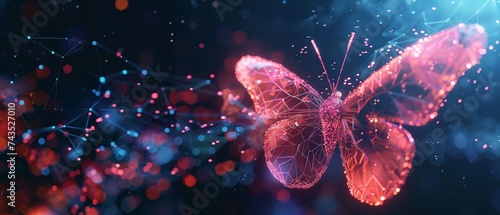 AI and privacy innovation low poly butterfly in a secure cyber world abstract transformation concept photo
