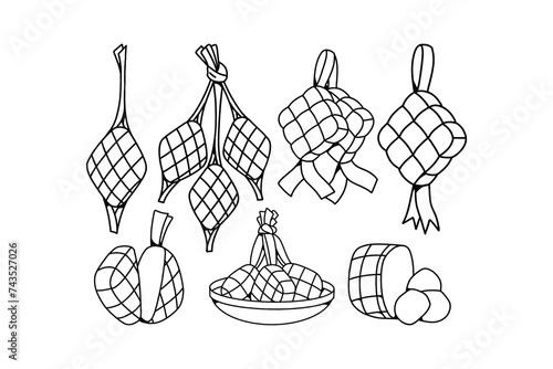 Set of Doodle Ketupat Ramadan Illustration