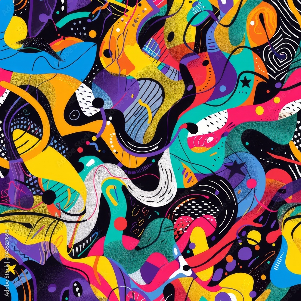 A cacophony of abstract shapes and patterns creating a sensory overload