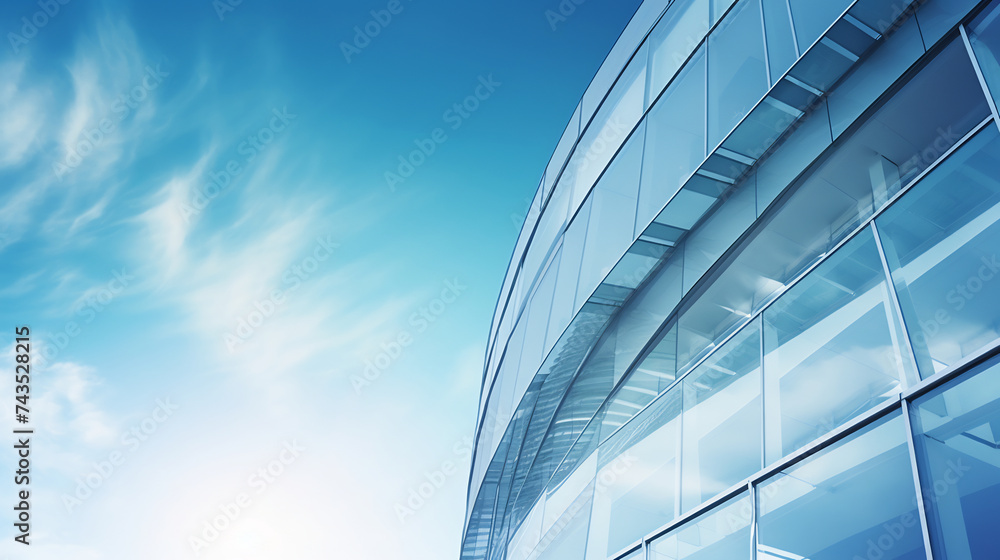 Obraz premium Modern Corporate Office Building with Glass Facade. Architecture and Commercial Real Estate Concept