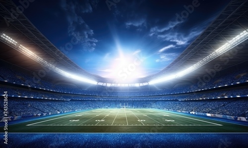 The Spectacular Glow: A Deserted Stadium Under Dazzling Floodlights