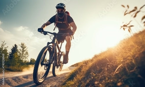 Man Riding Bike on Dirt Road