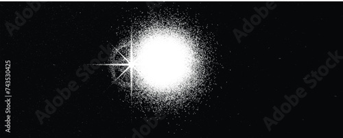 Sun explosion . Solar  x flare . Big eruption of plasma with magnetic loops . Exploding star in space. Solar flash of radiation on sun surface . Noise texture 