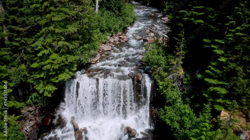 Alexander Falls Waterfall Aerial in Whistler Canada Alexander Falls Waterfall Aerial in Whistler Canada