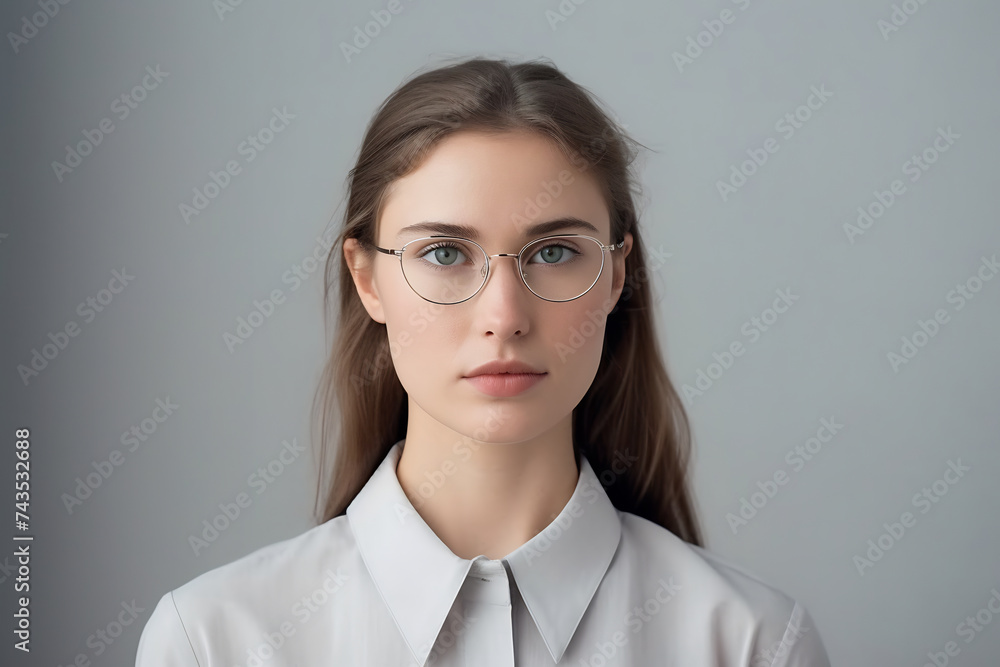 Stylish Professional Woman Wearing Eyeglasses - Portrait of Modern Elegance and Intelligence Stylish Professional Woman Wearing Eyeglasses - Portrait of Modern Elegance and Intelligence