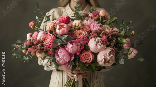 Romantic peony bouquet for a birthday  lush and fragrant  love and happiness