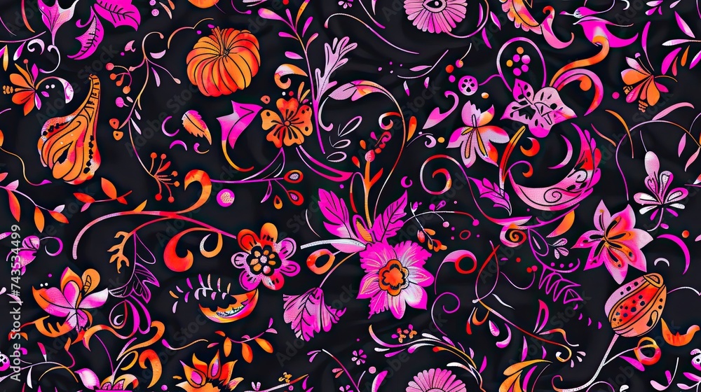 Fototapeta premium girly halloween theme, intricate details, high quality, seamless pattern