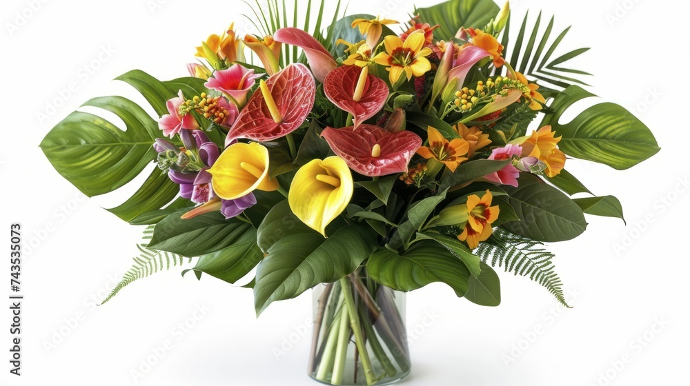 Paradise in a vase: an exotic and colorful tropical flower bouquet Paradise in a vase: an exotic and colorful tropical flower bouquet