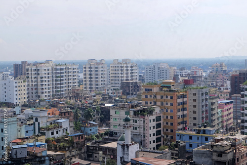 A beautiful sunny view of chittagong city. Top view of chittagong or chattogram city Bangladesh .skyline of chattogram city.