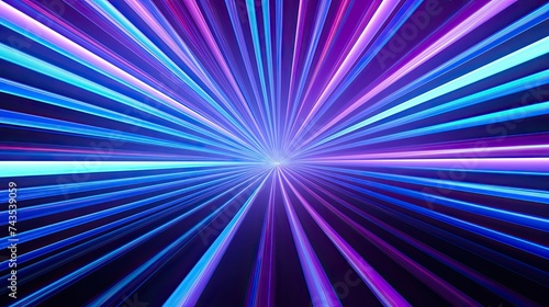 Blue Stripes Tunnel. Colorful Neon Lines Background with Lilac and Turquoise. 3D Render
