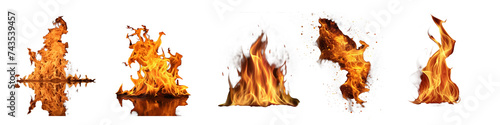 Set of blaze of fire on transparency background PNG 