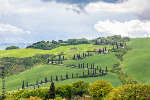 Hairpin turn road on the Italian countryside