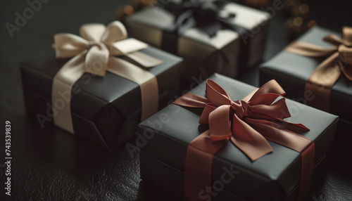 dark gift box with ribbon