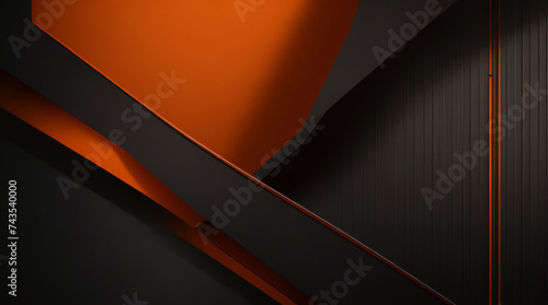 Abstraktes dunkelgraues horizontales breites Banner mit orangefarbenen Lichtlinien auf Leerraum. Futuristischer dunkler Luxus-Hintergrund mit moderner Technologie. Vektorillustration.