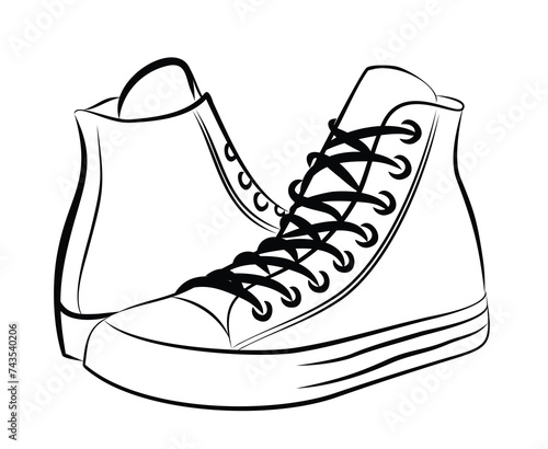 The sketch of sports sneakers.

