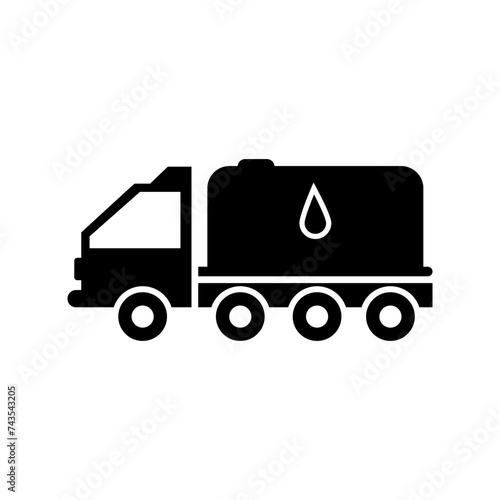 Oil and Fuel Tank. Petroleum truck flat vector icon