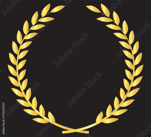 award laurel wreath. Golden Laurel Wreath for Trophy Cup. Champion and Winning Concept. Vector Illustration.
