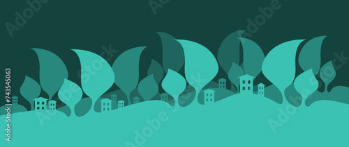 Environment city concepr. Countryside landscape. Eco green city. Flat vector illustration.
