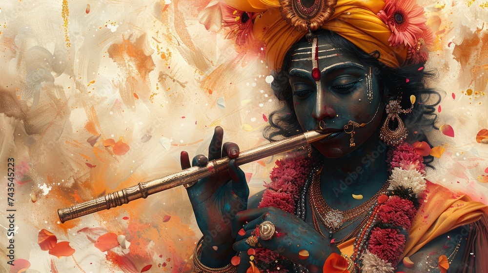 god Krishna - obrazy, fototapety, plakaty 