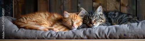 Furry friends enjoy snuggling on a cozy pet bed  finding warmth and comfort in each other s company.