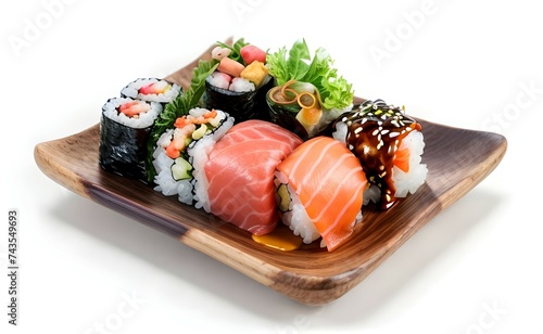 Wallpaper Mural delicious japanese sushi food in white background ai generated Torontodigital.ca