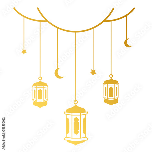 Ramadhan Golden Lantern Moon and Stars