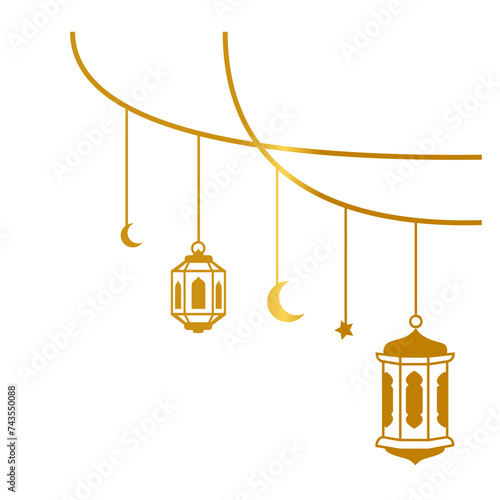 Ramadhan Golden Lantern Moon and Stars