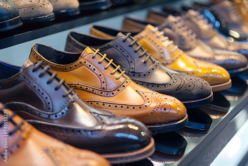 Neatly organized luxury leather shoes